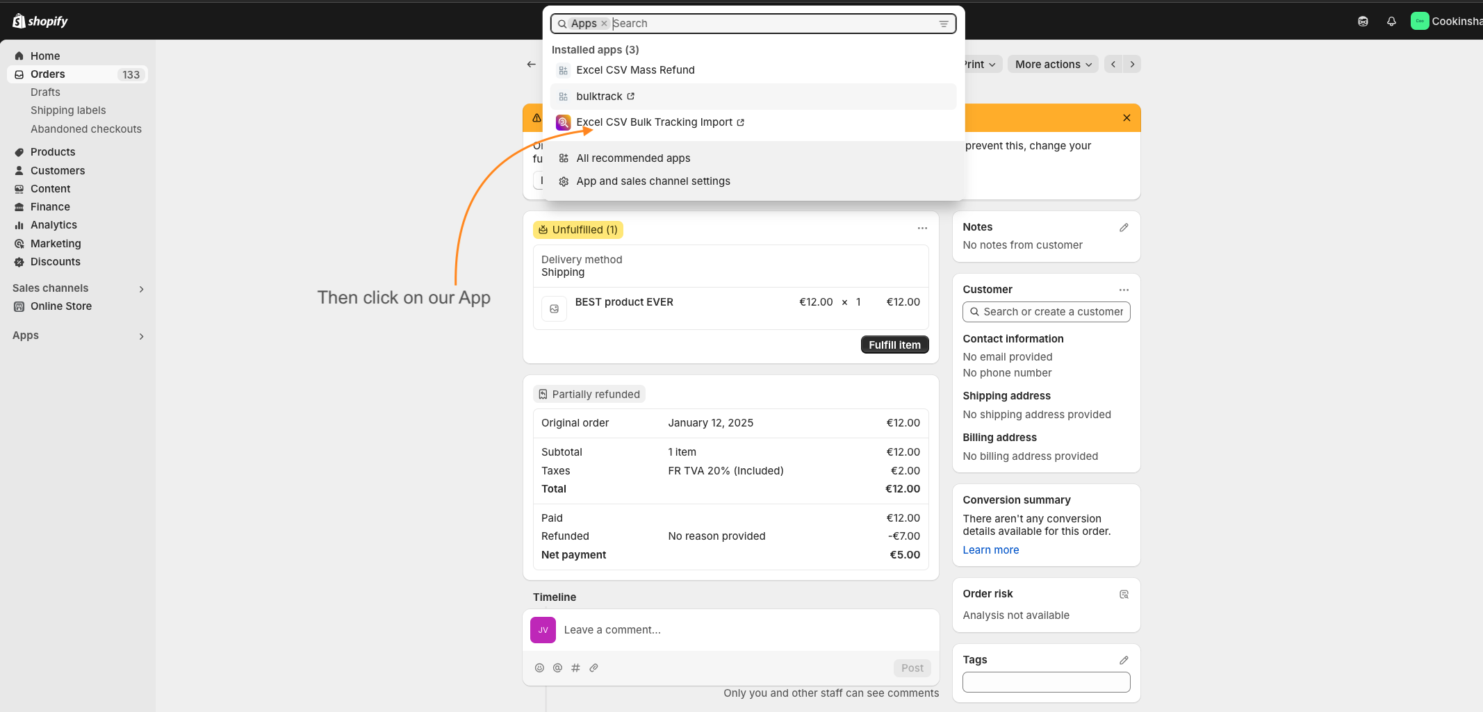 How to bulk import tracking numbers in Shopify